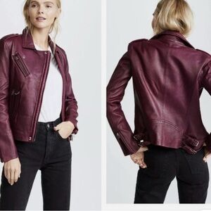 IRO Deep Burgundy Genuine Leather Jacket
